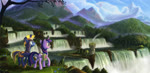 ambient_silhouette blue_body blue_eyes blue_feathers blue_fur building detailed_background duo feathered_wings feathers female feral fur hair horn house male mountain multicolored_hair nature outside purple_body purple_eyes purple_feathers purple_fur purple_hair silhouette sky two_tone_hair water waterfall wings devinian equum_amici friendship_is_magic hasbro my_little_pony mythology fan_character twilight_sparkle_(mlp) ambient_bird ambient_flier avian bird equid equine mammal mythological_creature mythological_equine pegasus winged_unicorn 2015 animated bad_metadata digital_media_(artwork) no_sound short_playtime webm