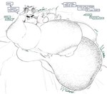 anthro areola arm_hair beard bed belly belly_overhang belly_squish big_areola big_moobs big_nipples blush blush_lines body_hair bouncing_belly chest_hair chubby_cheeks cuddling deep_navel dialogue duo ear_piercing empty_eyes eyebrows facial_hair furniture happy_trail headpat heart_symbol hug huge_areola huge_nipples hugging_another hugging_from_behind hyper hyper_moobs love love_handles lying lying_on_bed male male/male moobs navel nipple_hair nipples on_bed on_side overweight overweight_anthro overweight_male piercing proboscis_(anatomy) romantic romantic_couple rumbling_stomach shirtless_anthro shirtless_male speech_bubble squish stuttering talking_to_another text thick_eyebrows trunk_(anatomy) tusks under_covers weight_gain yuck07 elephant elephantid hyena mammal proboscidean 2025 english_text hi_res