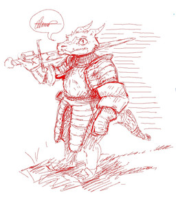 anthro armor breastplate clothing gauntlets gloves handwear holding_melee_weapon holding_object holding_sword holding_weapon horn knight male melee_weapon pauldron plate_armor side_view small_horn solo sword sword_on_shoulder warrior weapon weapon_on_shoulder olimis kobold scalie hi_res