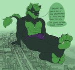 4_toes abs anthro areola attribute_theft between_toes biceps big_bulge black_body black_fur black_nipples bulge city claws clothing countershading dialogue duo feet footprint fur giga green_body green_countershading green_fur green_pawpads jewelry landscape_dwarfing looking_at_foot macro male male/male multicolored_body multicolored_fur muscular muscular_anthro muscular_male navel necklace nipples pawpads pecs purple_clothing purple_eyes purple_underwear sitting sitting_on_ground size_theft speech_bubble tail text toe_claws toes two_tone_body two_tone_fur underwear white_body white_claws white_fur pozole pozole_(character) thomas_green canid canine fox lagomorph leporid mammal rabbit 2021 english_text flat_colors hi_res