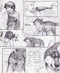 ambiguous_gender canid canine canis comic coop_(wrng) dialogue english_text feral graphite_(artwork) greyscale group human male mammal monochrome natsume_(wrng) natsumewolf oz_(wrng) pencil_(artwork) rikku text traditional_media_(artwork) wolf wolf's_rain wolf's_rain_next_generation