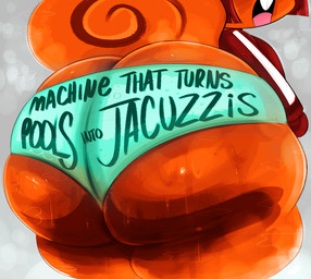 anthro big_butt big_tail bodily_fluids brown_hair buckteeth butt butt_focus curled_tail female fur hair huge_butt huge_thighs implied_fart musk open_mouth orange_body orange_fur pink_tongue rear_view sweat sweaty_butt tail teeth text thick_thighs tongue ota_(artist) animal_crossing nintendo hazel_(animal_crossing) mammal rodent sciurid tree_squirrel 2025 english_text hi_res