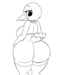 anthro bald beak big_breasts big_butt breasts butt clothing feathers female huge_breasts huge_butt huge_thighs legwear looking_back looking_down midriff rear_view shirt simple_background solo stockings tail tail_feathers tank_top thick_thighs topwear white_background miso_souperstar animal_crossing nintendo piper_(animal_crossing) avian bird 2021 absurd_res black_and_white hi_res monochrome