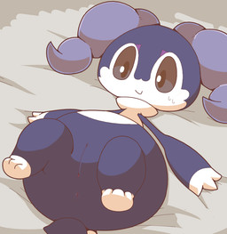 anus bed closed_smile female fur furniture genitals grey_eyes innie_vulva low-angle_view lying lying_on_bed mouth_closed multicolored_body multicolored_fur on_back on_bed purple_body purple_fur smile solo two_tone_body two_tone_fur vulva white_body white_fur crepix nintendo pokemon generation_8_pokemon indeedee pokemon_(species) 2020 cel_shading digital_drawing_(artwork) digital_media_(artwork) shaded