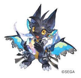 accessory anthro black_body blue_ears blue_wings bow_ribbon claws crystal_tail ear_piercing ear_ring gem head_tuft holding_object horn male piercing prism ring_piercing solo standing tuft wings yellow_eyes wolftapioca maimai mythology sega caramel_(maimai) dragon mythological_creature mythological_scalie scalie