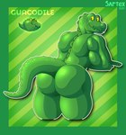 2024 absurd_res anthro big_butt butt crocodile crocodilian crocodylid crossed_arms electronic_arts elemental_creature flora_fauna green_body hi_res looking_back male muscular muscular_anthro muscular_male plant plants_vs._zombies popcap_games presenting presenting_hindquarters rear_view reference_image reptile sartex scales scalie shaded sharp_teeth signature simple_background simple_shading smile solo tail teeth text thick_thighs yellow_eyes