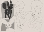 ambiguous_gender ass_up big_ears black_body black_fur chest_tuft claws countershade_torso countershading digitigrade eye_reflection eyes_closed fangs feral finger_claws fur glistening glistening_eyes half-closed_eyes head_tuft narrowed_eyes open_mouth quadruped raised_tail reflection snout solo stretching tail teeth toe_claws tongue tongue_out tuft soul_healer nintendo pokemon eeveelution generation_2_pokemon pokemon_(species) umbreon greyscale hi_res line_art monochrome multiple_images shaded