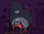 air_inflation anthro creaking curtains disc electronics face_mask floating_belly furniture_lamp glistening glistening_body headphones inflation inside male solo finalcord nintendo nintendo_switch pokemon generation_5_pokemon pokemon_(species) zorua 2020 2d_animation animated hi_res motion_tweening short_playtime