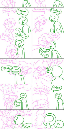 angry boop clenched_teeth derp_eyes dialogue female floppy_ears frown male mind_break open_mouth smile teasing teeth text wide_eyed the_weaver friendship_is_magic hasbro my_little_pony anon pinkie_pie_(mlp) earth_pony equid equine horse human mammal pony comic english_text hi_res monochrome