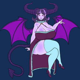 big_breasts breasts clothing female gesture hand_gesture horn legwear lips looking_at_viewer nipple_outline pointing solo spade_tail stockings tail thick_lips thick_thighs wings desbjust mistress_vodhal_(desbjust) demon humanoid succubus absurd_res alpha_channel hi_res