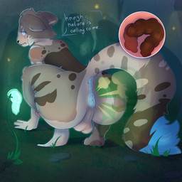 ahegao anthro anus atmospheric_lighting balls big_penis bioluminescent_plants blush bodily_fluids brown_body brown_fur butt cave crouching dark_spots embarrassed erection excessive_feces fart feces fungus fur genitals glowing glowing_fungus glowing_mushroom half-closed_eyes huge_scat hyper hyper_feces looking_pleasured male muscular mushroom musk narrowed_eyes odor penis pile_of_feces pooping presenting raised_tail smelly solo speech_bubble spots steam sweat tail text thick_thighs underground white_body white_fur wide_hips mirok casualties:_unknown canid canine hyena mammal spotted_hyena invalid_tag original_character 1:1 absurd_res hi_res