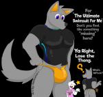 2019 alpha_channel anthro bulge canid canine canis clothed clothing conditional_dnp digital_media_(artwork) english_text fur hair latex male mammal max_(notkastar) muscular muscular_anthro muscular_male notkastar signature simple_background solo swimwear text thong transparent_background underwear wolf zatch_(notkastar)