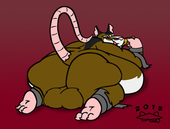 3_fingers 3_toes anthro backsack balls big_butt brown_body butt eating feet fingers food fur genitals holding_food holding_object looking_at_viewer looking_back looking_back_at_viewer lying male multicolored_body multicolored_fur obese obese_male on_front overweight overweight_male pink_nose pizza pizza_slice rear_view solo toes wraps connercoon teenage_mutant_ninja_turtles teenage_mutant_ninja_turtles_(2012) master_splinter brown_rat mammal murid murine rat rodent 2015