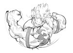 angry anthro biceps flexing hair horn male muscular muscular_anthro muscular_male pecs pose solo tattoo vein chirros monster_(game) mythology delga dragon mythological_creature mythological_scalie scalie