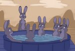 anthro breasts casual_exposure casual_nudity clothing female group hat headgear headwear male nipples nude pool water tggeko disney zootopia bonnie_hopps judy_hopps stu_hopps lagomorph leporid mammal rabbit