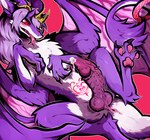 animal_genitalia animal_penis anus barbed_canine_penis bodily_fluids canine_genitalia canine_penis crown erection feral fur genital_fluids genitals headgear hybrid_genitalia hybrid_penis kemono knot male membrane_(anatomy) membranous_wings paws penile_spines penis precum purple_body purple_fur solo tiara wings tianhua mythology dragon furred_dragon furred_scalie mythological_creature mythological_scalie scalie 2022 hi_res