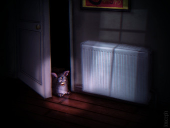 ambiguous_gender armless beak bleak_ambiance creepy detailed_background door feral floor fur horror_(theme) inside looking_at_viewer night open_door pink_body pink_ears pink_fur radiator shadow solo text wood wood_floor yellow_beak louceph furby_(species) 2019 4:3 artist_name digital_media_(artwork) digital_painting_(artwork) hi_res painting_(artwork)