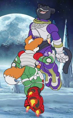 anthro black_penis bodily_fluids boots clothing cum duo erection fellatio flying footwear genital_fluids genitals glans hovering humanoid_genitalia humanoid_penis jet_pack looking_up male male/male melanistic multicolored_penis oral orange_penis penile penis pink_glans pink_penis red_boots red_clothing red_footwear rocket_boots sex shoes smile space two_tone_penis how-did-we-get-here nintendo star_fox fox_mccloud panther_caroso canid canine felid fox mammal pantherine 5:8 hi_res