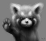 ambiguous_gender fluffy fur grey_background nude paws simple_background solo acru_jovian ailurid mammal red_panda 2015 bust_portrait digital_media_(artwork) greyscale low_res monochrome portrait