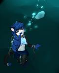 abs air_bubble anthro asphyxiation athletic athletic_anthro athletic_male blue_hair blue_tongue bottomwear bulge chain claws clothed clothing collar cuff_(restraint) drowning hair imminent_death looking_at_viewer male raised_arm restraints shackles shirt shorts solo tank_top tongue topwear underwater water arh leopold_(waitforrain) domestic_cat felid feline felis mammal 2019 4:5 blue_theme cool_colors digital_media_(artwork) hi_res teal_theme