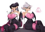 armwear big_breasts bodysuit breasts clothing collarbone cosplay duo elbow_gloves eyebrows female glistening gloves hand_on_chest handwear humanoid_pointy_ears navel_outline open_mouth open_smile pointy_ears pseudo_hair sitting skinsuit smile tentacle_hair tentacles tight_clothing wide_hips yellow_eyes little1234blood nintendo sega sonic_the_hedgehog_(series) splatoon callie_(splatoon) marie_(splatoon) rouge_the_bat animal_humanoid cephalopod humanoid inkling marine mollusk mollusk_humanoid 2025