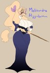 anthro big_breasts breasts clothing curvy_figure dress eyewear female glasses hourglass_figure long_dress markings mole_(marking) solo teacher wide_hips dedoggyskullz melisandre_higginbottom canid canine canis domestic_dog mammal poodle hi_res