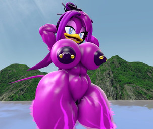 anthro barbell_piercing beach bedroom_eyes big_breasts big_butt breasts butt female genitals hair hands_behind_head huge_breasts huge_butt long_hair looking_at_viewer narrowed_eyes nipple_piercing nipples nude nude_female open_mouth open_smile piercing sea seductive smile smiling_at_viewer solo thick_thighs vulva water sonico4ever sega sonic_the_hedgehog_(series) fan_character tsunami_the_swallow_(sonico4ever) avian bird hirundinid oscine passerine swallow_(bird) 3d_(artwork) digital_media_(artwork)