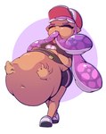 after_vore belly big_belly breasts clothing duo female female_pred hair hat headgear headwear overweight purple_hair same_size_vore simple_background vore white_background malachi21148 nintendo splatoon cephalopod humanoid inkling marine mollusk 2018 hi_res