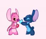 antennae_(anatomy) back_markings big_ears blue_body blue_fur blue_nose canon_couple chest_markings duo eyelashes fur happy heart_symbol holidays looking_at_another markings multicolored_antennae notched_ear open_mouth open_smile pink_antennae pink_background pink_body pink_fur pupils purple_nose sharing simple_background small_tail smile standing tail two_tone_antennae white_markings white_pupils ryuko_rose disney lilo_and_stitch valentine's_day angel_(lilo_and_stitch) stitch_(lilo_and_stitch) alien experiment_(lilo_and_stitch) 2020 digital_drawing_(artwork) digital_media_(artwork) hi_res