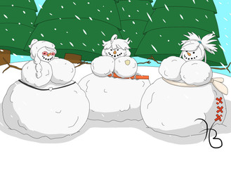 after_transformation ahoge badge belt big_breasts blue_sky breast_expansion breasts carrot_nose christmas_tree coal evergreen_tree expansion eyewear featureless_breasts female female_humanoid glasses group gym_leader hair hair_between_eyes holidays human_to_humanoid inanimate_transformation legless multicolored_hair orange_belt outside pine_tree pink_eyewear pink_glasses plant ponytail scrunchie shadow sidelocks sky snow snowing snowing_outside snowman species_transformation stick_arms transformation tree trio two_tone_hair white_body white_hair holdthebutter christmas nintendo pokemon flannery_(pokemon) malva_(pokemon) mela_(pokemon) elemental_creature elemental_humanoid humanoid mineral_fauna mineral_humanoid snow_creature snow_humanoid snowman_(species) 2024 absurd_res digital_drawing_(artwork) digital_media_(artwork) english_description hi_res ibispaint_(artwork) signature