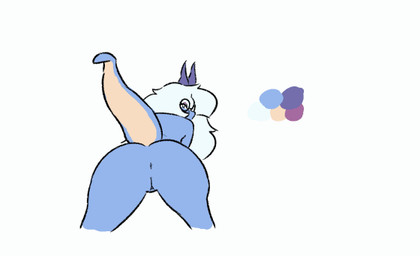 animated_gif anthro anus ass_clapping big_butt blue_body blue_hair bounce bouncing bouncing_butt butt clapping eyewear female genitals glasses hair horn long_hair looking_at_viewer nude rear_view solo tail tail_motion tailwag twerking vulva wide_hips anselme mythology sangerla_(anselme) dragon mythological_creature mythological_scalie reptile scalie wingless_dragon animated colored short_playtime