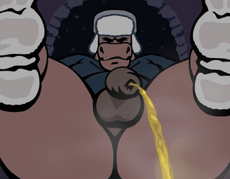 anthro ass_up balls belly big_butt bodily_fluids butt clothing cold dirty dirty_clothing dirty_socks eyes_closed feet_in_air footwear foreskin genital_fluids genitals male musk musky_balls musky_butt nude peeing peeing_on_viewer penis sitting snout snow snowing snowing_outside socks solo splash thick_thighs urine warmth wet wet_clothing wet_footwear wet_socks yellow_urine chunkolilt equid equine horse mammal animated