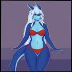 anthro blue_body blue_skin breasts butt clothing eyeshadow female green_eyes hair long_hair looking_at_viewer makeup panties solo tail underwear white_hair boiful bandai_namco digimon mythology femacendramon digimon_(species) dragon flamedramon mythological_creature mythological_scalie scalie 1:1 2019 hi_res