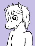 ambiguous_gender front_view hair hair_between_eyes looking_aside nude one_eye_visible short_hair simple_background smile teochronico equid equine horse mammal 2023 low_res