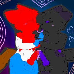 anthro big_breasts big_butt big_penis blush bodily_fluids breasts butt cum cum_drip dripping drooling duo ejaculating_on_another ejaculation femboy fluffy flustered genital_fluids genitals gynomorph hand_holding intersex intersex/male kissing looking_at_another male nude penis purple_body saliva thick_thighs tongue tongue_out touching_penis touching_tips mimikyuvmax bomb_pop felid feline mammal 1:1 hi_res