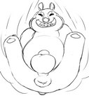 alien anthro anus belly big_belly black_and_white butt cannonball_(lilo_and_stitch) disney experiment_(lilo_and_stitch) hi_res highguard legs_up lilo_and_stitch male monochrome open_mouth open_smile presenting presenting_hindquarters puffy_anus sketch slightly_chubby smile solo source_request