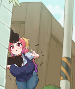 apron big_breasts blood blue_apron blue_clothing bodily_fluids bottomwear breasts cleavage clothed clothing curved_horn death denim denim_bottomwear denim_clothing female female_focus fence gore hair hair_grab horn huge_breasts humanoid_pointy_ears jeans knife light_body light_skin outside pants pink_hair pointy_ears shirt snuff stab topwear touching_hair utility_pole white_clothing white_shirt white_topwear mayo_(artist) miss_kobayashi's_dragon_maid mythology ilulu animal_humanoid dragon dragon_humanoid horned_humanoid humanoid mythological_creature mythological_scalie scalie digital_media_(artwork) hi_res