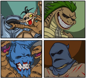 ambiguous_gender anthro armor black_hair blue_body blue_scales bone brown_background brown_body brown_scales eyeless feral green_background green_hair grey_background group gums hair headless humanoid_pointy_ears male mask missing_eye mohawk open_mouth pointy_ears red_tongue rope sack scales scar sharp_teeth simple_background skull skull_head smile smug tan_body tan_scales teeth tongue tongue_out turquoise_background yellow_sclera multifreak99 european_mythology greek_mythology house_of_the_dead house_of_the_dead_2 irish_mythology mythology sega hierophant_(house_of_the_dead_2) judgement_(house_of_the_dead_2) kuarl_(house_of_the_dead_2) strength_(house_of_the_dead_2) tower_(house_of_the_dead_2) zeal_(house_of_the_dead_2) animal_humanoid aquatic aquatic_humanoid dullahan fish fish_humanoid humanoid hydra imp scalie undead hi_res