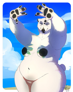 5_fingers anthro big_breasts breasts claws eye_bags eyelashes featureless_crotch female finger_claws fingers fur humanoid_hands long_eyelashes nipples nude nude_anthro nude_female overweight overweight_anthro overweight_female shadow solo thick_thighs ventral_groove white_body white_fur wide_hips nnightbear_b shadow_hands_challenge ursa_clara_(nnightbear_b) bear mammal polar_bear ursine 2026 hi_res signature