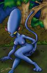 anthro breasts detailed_background female fingering fingering_self forest genitals looking_at_viewer masturbation nipples outside plant pupils pussy slit_pupils solo tree vaginal vaginal_fingering vaginal_masturbation yellow_eyes escoria the_simpsons treehouse_of_horror cat_marge marge_simpson felid mammal pantherine