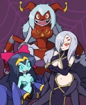 blue_body blue_hair blue_sclera blue_skin breasts cleavage clothed clothing female group hair looking_at_viewer monster_girl_(genre) multi_eye navel red_eyes white_hair shenanimation bandai_namco digimon european_mythology greek_mythology monster_musume mythology shantae_(series) wayforward rachnera_arachnera_(monster_musume) shantae_(spider_form) animal_humanoid arachne arachnid arachnid_humanoid arachnid_taur arthropod arthropod_humanoid arthropod_taur arukenimon digimon_(species) digimon_taur humanoid humanoid_taur spider spider_humanoid spider_taur taur crossover