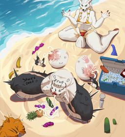anthro areola asphyxiation athletic athletic_anthro athletic_female beach beach_wear belly big_areola big_breasts big_nipples bikini bikini_bottom bikini_top black_body black_fur bodily_fluids body_writing breasts bullying buried buried_in_sand chest_scar choking claws clitoral_hood clitoris clothing cooler countershade_torso countershading cum cum_from_vagina cum_in_vagina cum_inside cum_on_ground degradation directional_arrow duo evil_grin excessive_cum excessive_genital_fluids exhibitionism extreme_penetration female female/female filled_with_cum fluffy food force_feeding forced free_use fruit fruit_insertion funnel funnel_in_mouth fur gaping gaping_vagina genital_fluids genitals gold_(metal) gold_bikini gold_jewelry grey_body grey_fur hand_print huge_penetration humiliation instruction_on_body jewelry lactating leaking_vagina leg_scar mane milk motion_lines multicolored_body multicolored_fur multiple_insertions navel nipples nude nude_anthro object_insertion object_penetration outside pawpads paws penetration plant prank public public_exposure public_humiliation public_nudity public_use questionable_consent sand scar scars_all_over sex_toy shaking size_difference sleeping small_dom_big_sub smile snout spank_marks spitting spitting_out stretched_vagina surprised swimwear symbol thick_thighs tremble_spikes trembling tuft two-piece_swimsuit two_tone_body two_tone_fur vaginal vaginal_fluids vaginal_penetration vulva waking_up water white_body white_fur mucci blizzard_entertainment mythology warcraft lakaiger canid canine canis mammal mythological_canine mythological_creature werecanid werecanine werecreature werewolf wolf worgen 2025 absurd_res hi_res