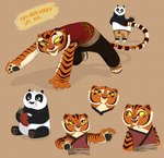 2011 absurd_res aged_down anthro asian_clothing bear biped brown_background chinese_clothing clothing dialogue dreamworks duo east_asian_clothing english_text felid female food fur giant_panda graystripe64 handpaw hi_res holding_food holding_object holding_radish kung_fu_panda male mammal master_po_ping master_tigress orange_body orange_fur pantherine pawpads paws plant radish semi-anthro shadow simple_background sitting striped_body striped_fur stripes text tiger vegetable young young_anthro young_female young_male