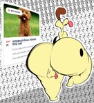 anthro balls big_butt butt fur genitals huge_butt hyper hyper_butt international_doodle_dog_day male markings raised_leg solo spots spotted_body spotted_fur tongue tongue_out toony wide_hips gyroesehni family_guy garfield_(series) brian_griffin odie_the_dog beagle canid canine canis domestic_dog hunting_dog mammal scent_hound hi_res