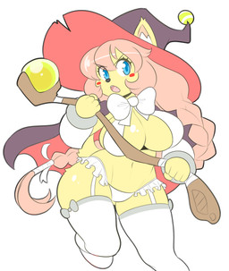 action_pose anthro big_breasts blush blush_stickers bow_tie braided_hair braided_ponytail breasts cleavage clothed clothing eye_through_hair eyebrow_through_hair eyebrows eyelashes eyelashes_through_hair female fur furgonomic_hat furgonomic_headwear furgonomic_witch_hat furgonomics hair hat headgear headwear inner_boob inner_ear_fluff legwear navel open_mouth panties ponytail pose salmon_hair scepter simple_background solo thigh_highs topwear translucent translucent_hair tuft underwear white_background white_bow_tie white_clothing white_legwear white_panties white_thigh_highs white_topwear white_underwear witch_hat yellow_body yellow_fur theycallhimcake totty_(theycallhimcake) canid canine canis domestic_dog mammal 2015 absurd_res digital_drawing_(artwork) digital_media_(artwork) english_description hi_res