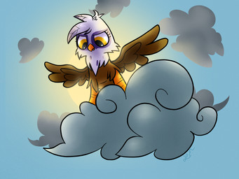 beak brown_body brown_feathers brown_fur cloud feathered_wings feathers female feral fur looking_down outside purple_body purple_feathers sky skyscape solo sun white_body white_feathers wings yellow_eyes young young_feral lunwere friendship_is_magic hasbro my_little_pony mythology gilda_(mlp) avian gryphon mythological_avian mythological_creature 2013 4:3