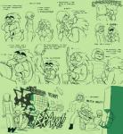 alphys alternate_universe blush bodily_fluids bottomless breasts bulge clothed clothing comic digital_media_(artwork) drooling ellipsis english_text eyewear female frisk_(undertale) genitals glasses green_and_white hi_res human kneeling machine male mammal mettaton monochrome penis reptile robot saliva scalie sniffing sweat text thewill under(her)tail undertale undertale_(series)