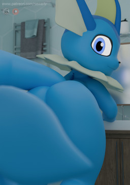 anthro bathroom blue_body blue_eyes butt camera detailed_background looking_at_viewer looking_back looking_back_at_viewer male sky solo tail towel water sawert nintendo pokemon greg_(sawert) eeveelution generation_1_pokemon pokemon_(species) vaporeon 2025 3d_(artwork) blender_(artwork) digital_media_(artwork) hi_res
