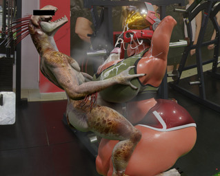 anthro arm_quills armor athletic_wear balls big_balls big_breasts big_butt big_penis bodily_fluids breast_grab breast_play breasts butt censor_bar censored_eyes clothed clothed/nude clothed_female clothed_human clothing crouching cum cum_on_breasts cum_on_helmet cum_on_visor cumshot cumshot_on_face duo ejaculation erection faceless_character faceless_female faceless_human female female_human female_on_anthro genital_fluids genitals gym hand_on_breast headgear helmet human_on_anthro humanoid_genitalia humanoid_penis interspecies light_body light_skin looking_pleasured male male/female male_anthro male_on_human nude nude_anthro nude_male penis presenting presenting_penis quill_hair red_quills scales sex standing tan_body tan_scales thick_thighs titfuck unsc wide_hips xenophilia dorkle24 pickle_juice_(modeler) halo_(series) microsoft xbox_game_studios alien human ibie'shan kig-yar mammal scalie 3d_(artwork) absurd_res colored digital_media_(artwork) hi_res