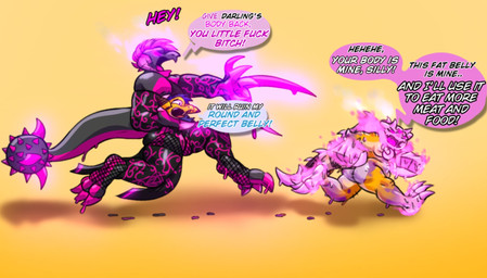 angry body_thief body_transformation butt clothed clothing comical corruption crossdressing defiant detachable detachable_head dialogue dripping fire glowing group headless humor luster_creatures luster_slimes magenta_body male male/male modular pink_body ruffleztheampharos size_difference spikeball_tail tentacles suchlambada17 mythology nintendo pokemon neeco_neecoola ampharos dragon generation_2_pokemon goo_creature mythological_creature mythological_scalie pokemon_(species) scalie hi_res